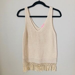 Lilly Pulitzer champagne sweater fringe tank